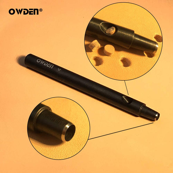 Professional 6Pc Leather Hollow Punch Set, Size 1.0-5.0Mm, Black, Steel, Manual, 6 Holes, Free Mini Cutting Mat