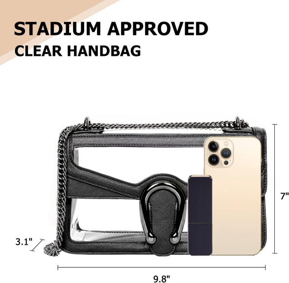 Joryin Women'S Stadium Approved Crossbody Bag for Women, Small Clear Bag Shoudler Purse with Chain Strap