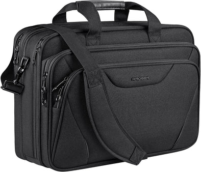 KROSER Laptop Bag Premium Laptop Briefcase Fits up to 17.3 Inch Laptop Expandable Water-Repellent Shoulder Messenger Bag Computer Bag for Travel/Business/Men/Women-Black