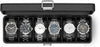 Vlando Watch Case for Men, 6-Slot Watch Box with Glass Lid, Lockable, Business Textured Leather, Soft Pillow, Gift for Fathers, Husband, Friend - Black