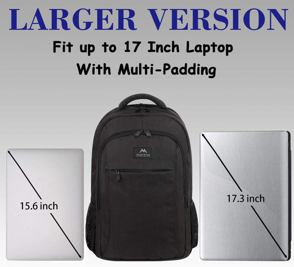 MATEIN Extra Large Backpack, 17 Inch Travel Laptop Backpack with USB Charging Port, anti Theft TSA Friendly Business Work College Computer Backpack for Men Women, Black