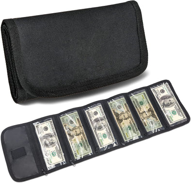 Money Bag, Money Wallet Organizer for Cash with 6 Zippered Pockets, Money Pouch, Bill Organizer, Cash Envelope Wallet Small Travel Holder for Budgeting, Currencies, Receipt, Coins, Coupons and Tips