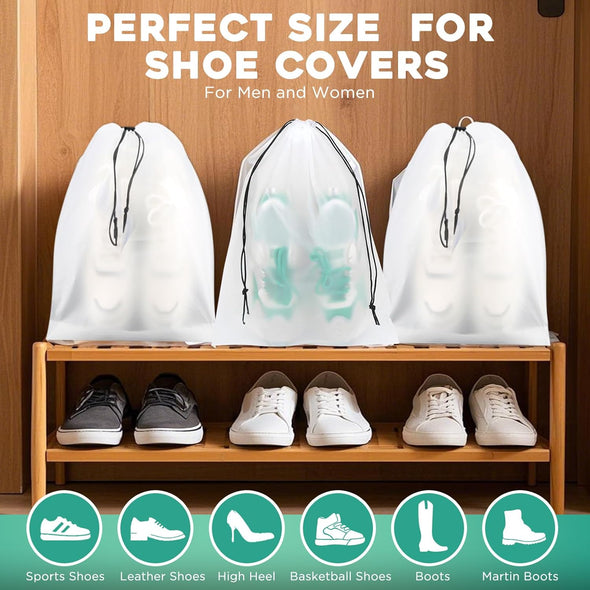 Transparent Shoe Bags for Travel 22 Pack Large Clear Shoe Organizers Pouch with Rope Portable Drawstring Storage Bag for Men & Women