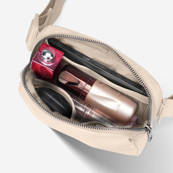 JSJ Mini Fanny Pack for Women & Men,Valentines Day Gifts for Girls Teens Kids Daughter Sister Her,Trendy Stuff Crossbody Bags Cute Everywhere Belt Bags.(Creamy)