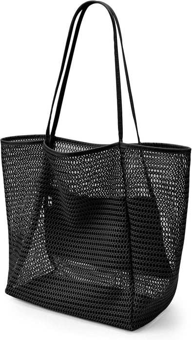 KALIDI Beachnylon Mesh Tote Bag, Casual Tote Bag Hobo Women Foldable MAX 23L Shoulder Bag for Beach Picnic Vacation