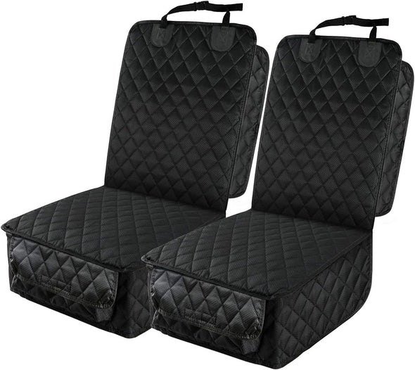 PETICON Waterproof Front Seat Car Cover 2 Pack, Full Protection Dog Car Seat Cover with Side Flaps, Nonslip Scratchproof Captain Chair Seat Cover Fits for Cars, Trucks, Suvs, Jeep, Black
