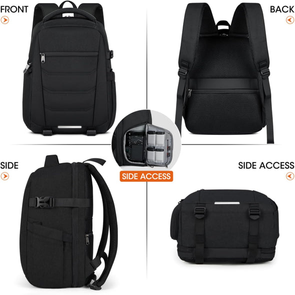 SDYSM Camera Bag Backpack Professional for DSLR SLR Mirrorless Camera Waterproof Laptop Back Pack 14 Inch with Rain Cover anti Theft Travel Case Large Capacity Photography Backpack Black