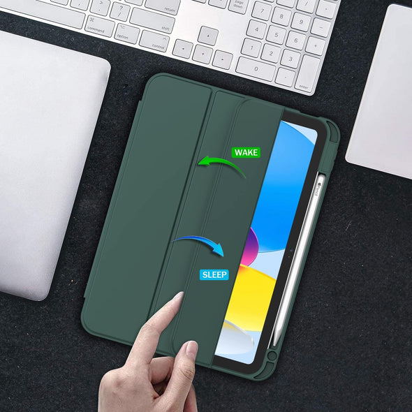 Zryxal Ipad (A16) Case/Ipad 10Th Generation Case [11-Inch 2025/10.9 Inch 2022] with Pencil Holder, Smart Cover with Soft TPU Back [Support Auto Wake/Sleep] (New Midnight Green)