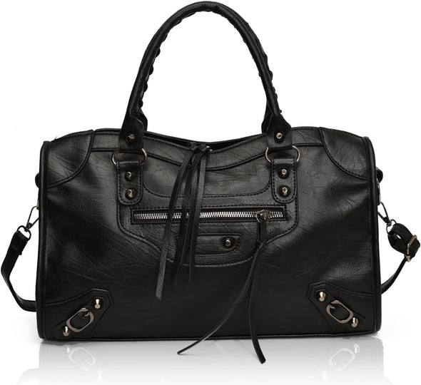 Crossbody Tote Bag for Women – Rivet Studded Hobo Shoulder Purse, Trendy Goth Work Boston Bag