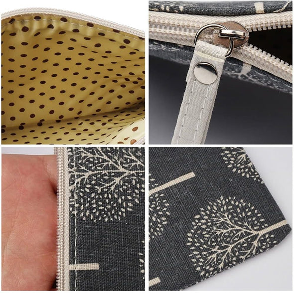 SUMAJU 2 Pcs Canvas Cosmetic Bag, Multi-Function Small Zipper Pouch Cute Makeup Pouch Travel Toiletry Bag Travel Size Toiletries Christmas Stocking Stuffers Gifts for Women,8.6 * 5.5 In