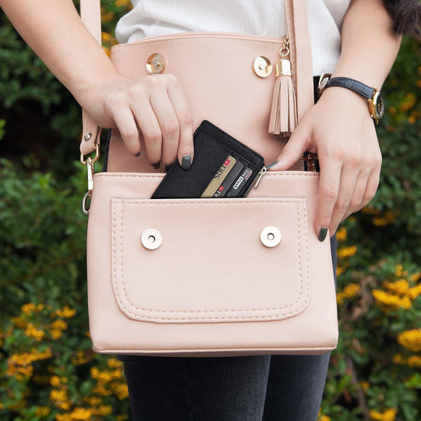 Sodsay Card Case Slim Front Pocket Wallet for Women Credit Card Holder with Keychain
