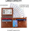 Leather Wallets for Men, Genuine Leather Mens Wallets Bifold Rfid Blocking with 2 ID Windows