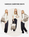 LOVEVOOK Laptop Backpack for Women, 15.6 Inch Work Laptop Bag with USB Port, Fashion Teacher Nurse Backpack Purse, Waterproof Travel Computer Backpack with Organizer Bag, 2PCS, Beige-Khaki
