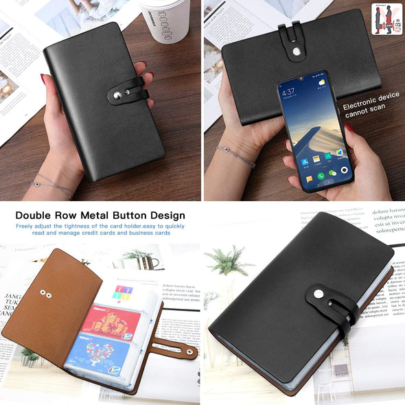 Padike RFID Credit Card Holder Business Card Organizer , with 96 Card Slots Credit Card Protector for Managing Your Different Cards to Prevent Loss or Damage (Black)