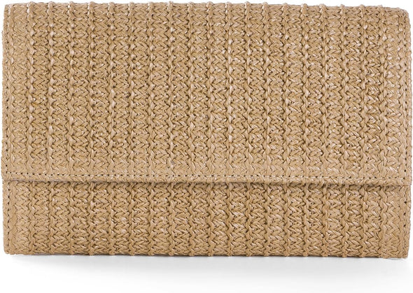 Kseymeir Straw Clutch Purse Shoulder Crossbody Bag Envelope Purse Raffia Handbag for Summer Beach Travel Trendy