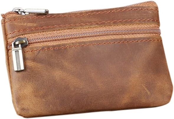 Coin Purse for Men,Coin Pouch for Men,Genuine Leather Mens Tray Purses Coin Purse Cash Change Wallet Key Holder Money Pouch (Brown)