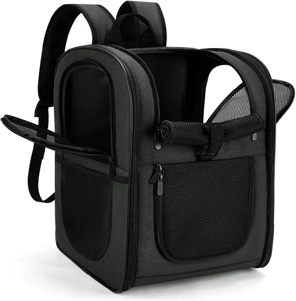 Apollo Walker Pet Carrier Backpack for Large/Small Cats and Dogs, Puppies, Safety Features and Cushion Back Support for Travel, Hiking, Outdoor Use (Black)