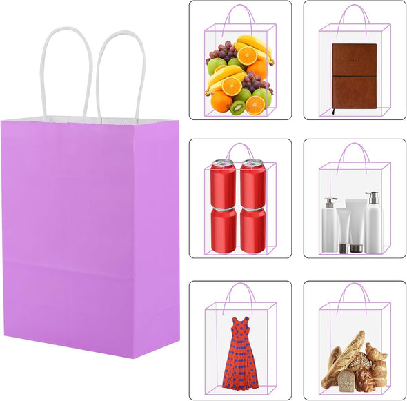 XPCARE 32Pcs Paper Gift Bags, 6.3"X3.15"X8.66" Kraft Paper Party Favor Bags Bulk Rainbow Goodie Bags Small Gift Bags with Handles for Kids Birthday Baby Shower Crafts Wedding Party Supplies (6 Colors)