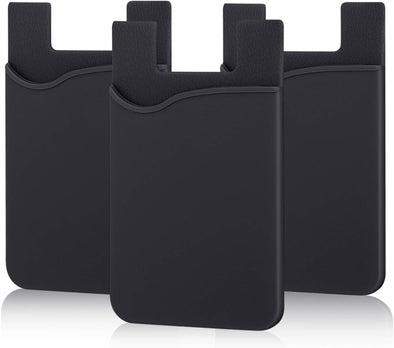 Pofesun Adhesive Phone Card Holder, 3 Pack Silicone Stick-On Wallet Id/Credit Card Holder Pouch Sleeve Self Adhesive Sticker Case for Iphone 16 15 14 13 12 Pro Max,Ipad,Samsung Galaxy,Tablet
