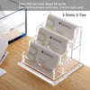 Business Card Holder Display for Desk, Clear Acrylic Cards Organizer 3 Tier 3 Slots, Business Card Stand for Men and Women 1 Pack (3 Slots) 3Slots…