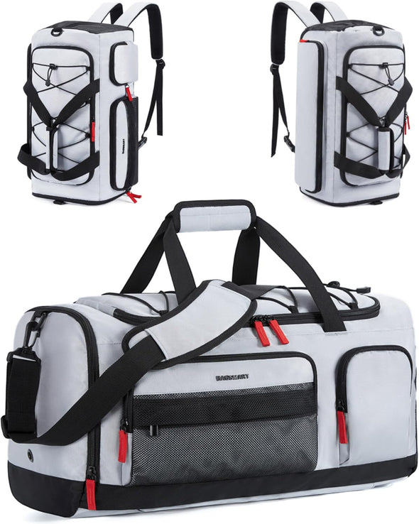 BAGSMART Gym Bag for Women & Men, 35L Sports Travel Duffel Bag with Shoe Compartment，Anti-Theft Carry on Weekender Bag for Airplane, Water Resistant Workout Overnight Backpack for Travel Gym,Grey