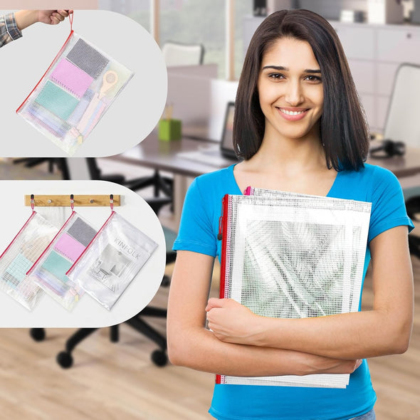 20Pcs Mesh Zipper Pouch Bags,9 Sizes Plastic Zipper Bags for Organization,Reusable Zipper Pouches for Puzzle Board Game Storage,For Travel School Office Supplies.