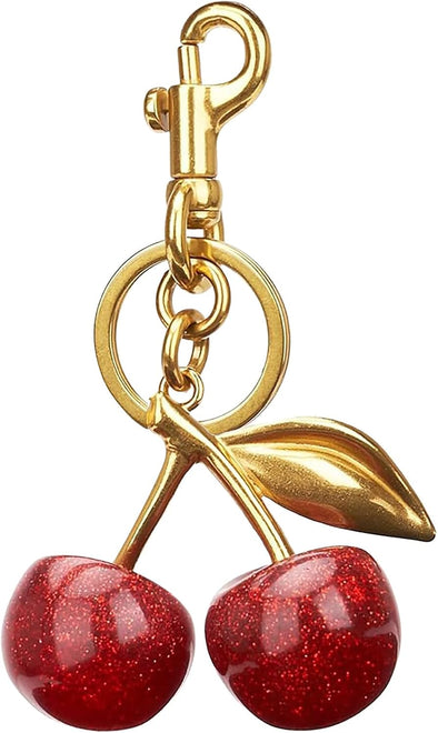 Cherry Bag Charm Purse Charms Keychain- Car Cherry Accessories Keychians Gifts for Women Mom Daughter Gifts Christmas Valentine Bag Accessory
