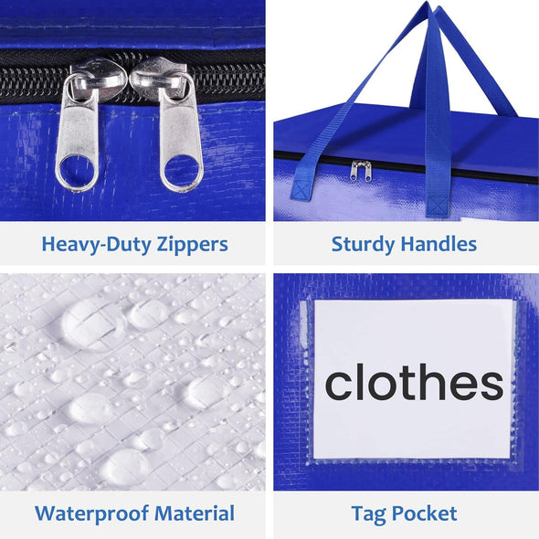Extra Large Moving Bags, Storage Totes with Study Handles & Heavy Duty Zippers, Moving Supplies for Moving & Storage, Space Saving Packing Bags for Home & Dorm(88L 6-Pack)