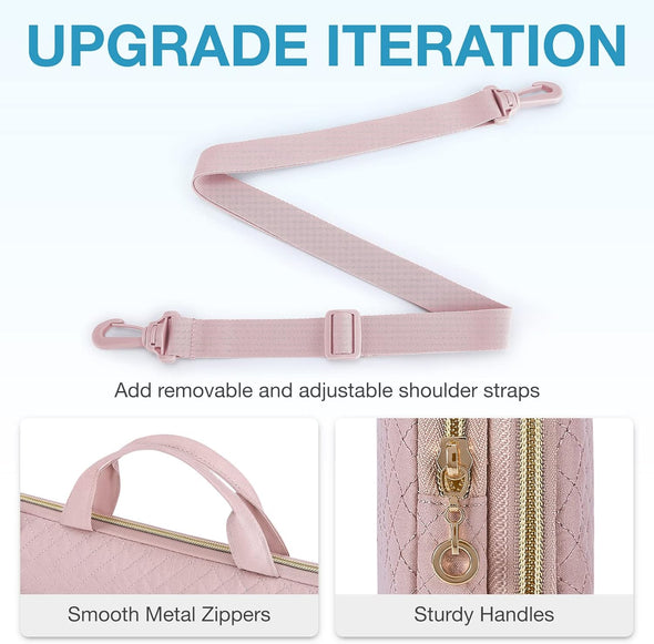 BAGSMART Protective Sleeve Case Compatible with Macbook Pro 16 Inch,15.6 Inch, Hp,Dell,Acer Aspire,Asus Notebook,Laptop with Shoulder Strap,Pocket,Handle,Pink