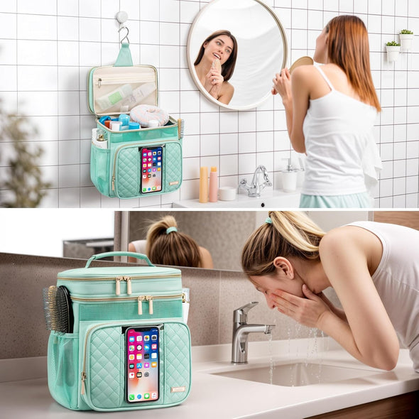 Large Toiletry Bag for Women Men,Bathroom Bag,Water Resistant Portable Shower Caddy for College Dorm,Hanging Toiletry Bags for Traveling,Gym Camping Cruise Ship Travel Essentials Shower Bag