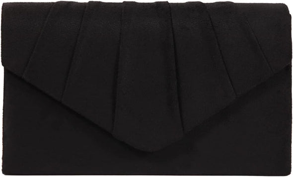 Bbjinronjy Clutch Purse Evening Bag for Women Evening Wedding Party Velvet Suede Pleated Handbag
