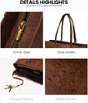 LOVEVOOK Laptop Bag for Women,15.6 Inch Laptop Tote Bag for Women,Vintage Leather Work Tote Bags Computer Business Teacher Bag,Waterproof Office Briefcase