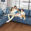 LLappuil Modular Faux Leather Sectional Sofa with Storage, 111.8" Width, 6 Seat - Navy Blue