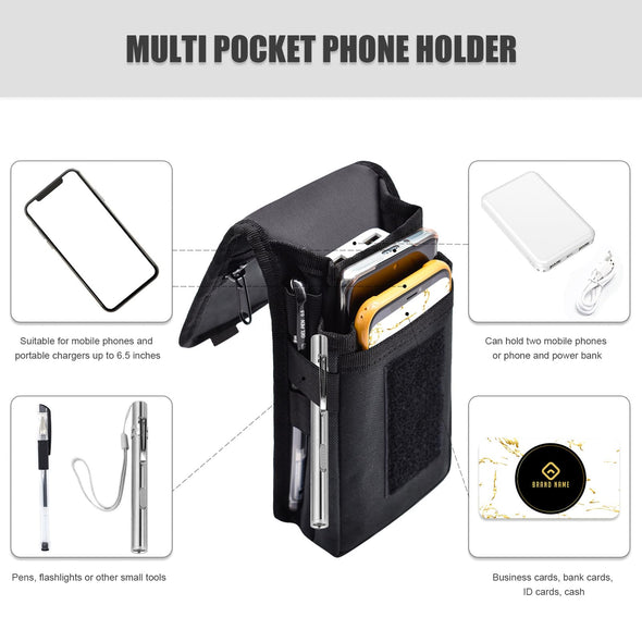 KATOLK Dual Phone Holster, Belt Phone Pouch, Multi-Purpose Tactical Phone Pouch