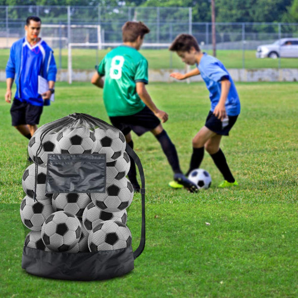BROTOU Large Drawstring Mesh Sports Ball Bag with Shoulder Strap for SoccerBall Basketball, Volleyball