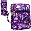 Bible Cover for Women, Bible Holder, Bible Cover Carrier Carrying Organizer Bag, God Is within Her She Will Not Fall, Zipper and Pockets for Standard Size Bible, Gift for Women(Pink1)
