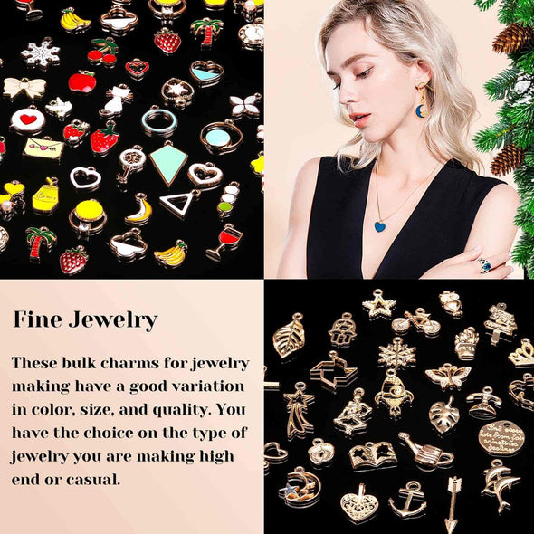 Acejoz 200Pcs Mixed Metal Charms Bulk Jewelry Making Supply Set