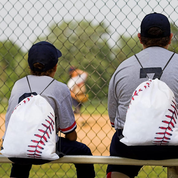 Frienda Baseball Drawstring Backpack Bag Baseball Drawstring Party Favor Bags for Gym Sports Teams(12 Pieces)