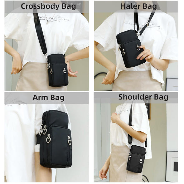 JANKS Small Crossbody Bag Mini Phone Purses with Djustable Strap - Nylon Arm Bag