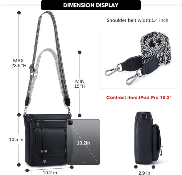 Crossbody Bags for Women,Multi Pocket Crossbody Purses Vegan Leather Shoulder Handbags Travel Purse Adjustable Strap
