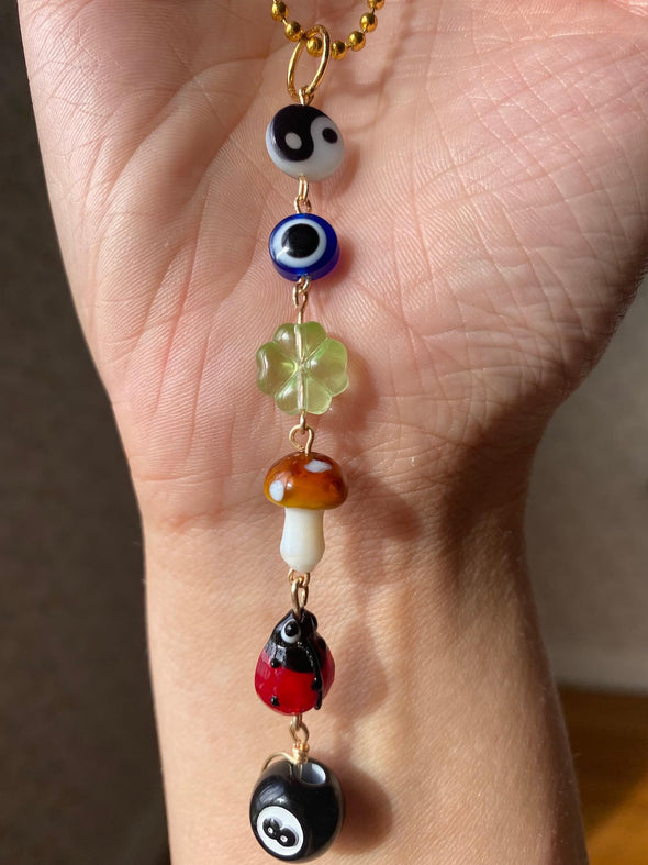 Agromusk Evil Eye Car Charm, Lucky Days Rearview Mirror Hanging Decor