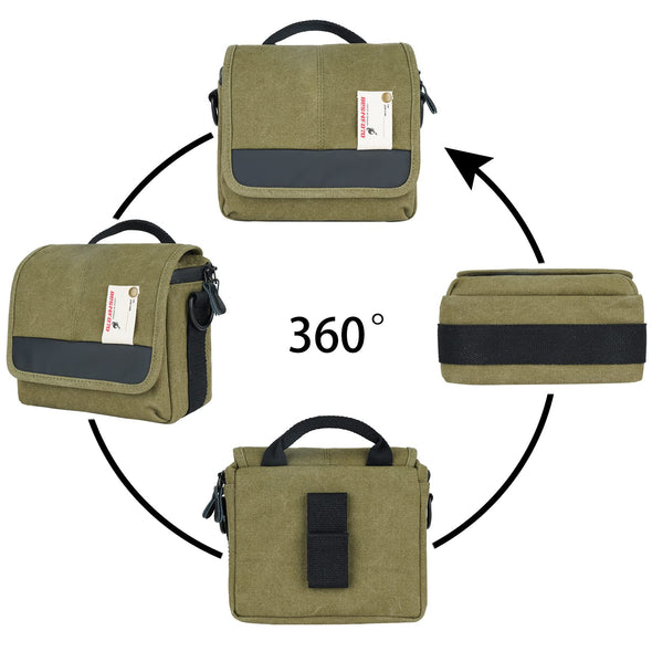 Besnfoto Mirrorless Camera Shoulder Bag, Waterproof Canvas Compact Camera Messenger Bag