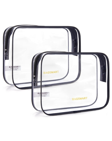 BAGSMART 2 Pack TSA Approved Waterproof Travel Clear Toiletry Bag