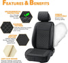 Elantrip 2PCs Front Car Seat Covers Leather Waterproof Seat Protector Universal fit for Most Cars SUVs and Trucks Black