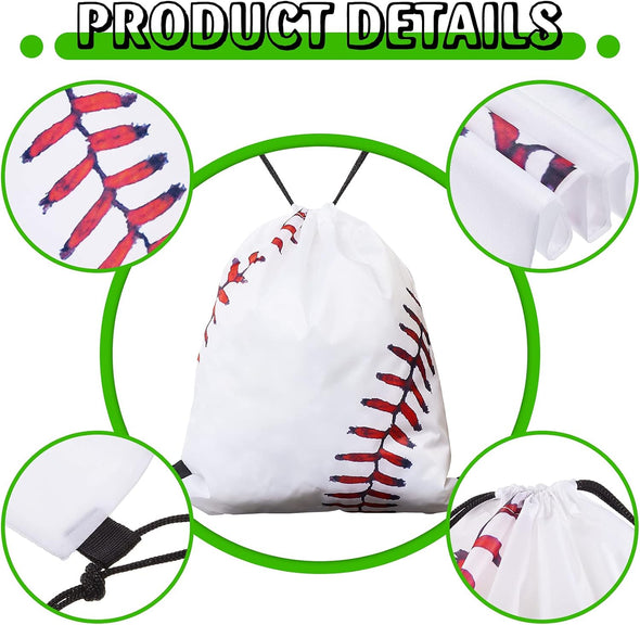 Frienda Baseball Drawstring Backpack Bag Baseball Drawstring Party Favor Bags for Gym Sports Teams(12 Pieces)