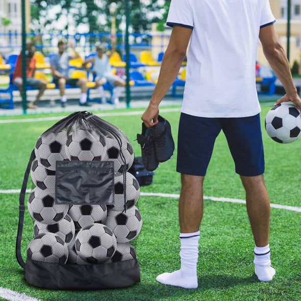 BROTOU Large Drawstring Mesh Sports Ball Bag with Shoulder Strap for SoccerBall Basketball, Volleyball