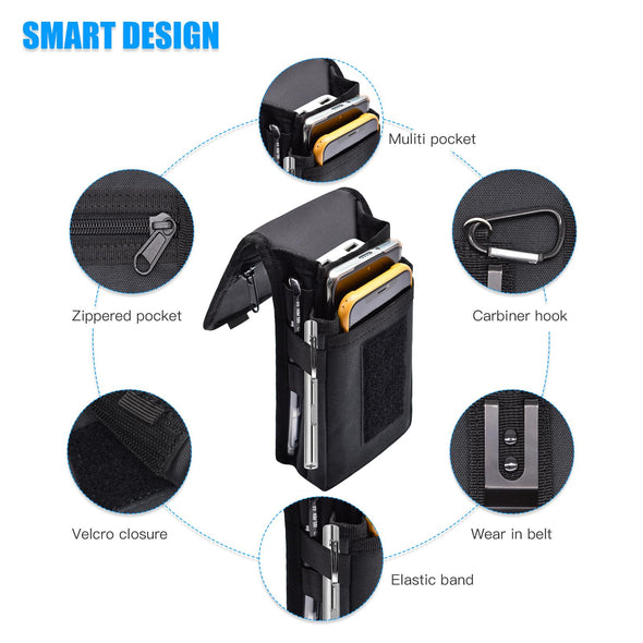 KATOLK Dual Phone Holster, Belt Phone Pouch, Multi-Purpose Tactical Phone Pouch