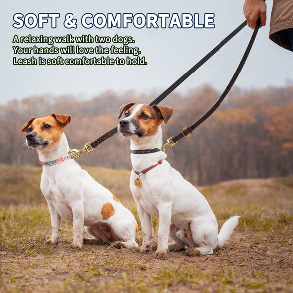 LWBMG 8ft Genuine Leather Dog Leash,  Hands Free Double Ended Dog Training Leash