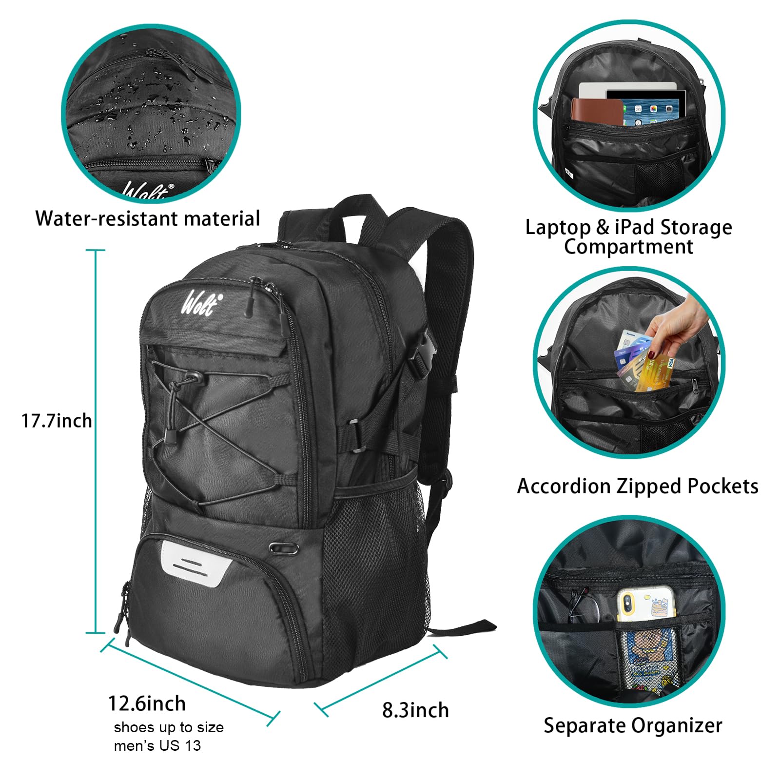 bagland roomy laptop basketball backpack YOREPEK Basketball Backpack – Kinzd