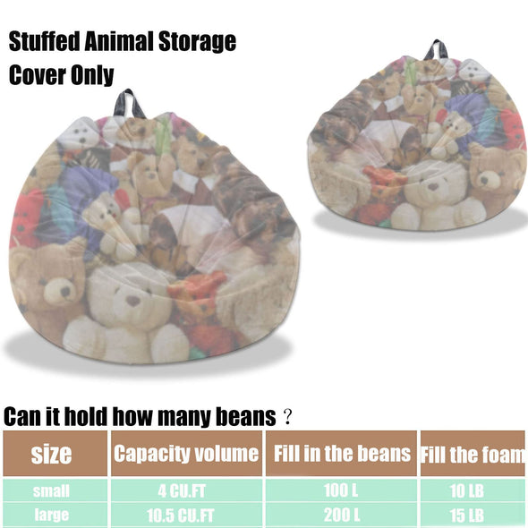 Kisoy Corduroy Bean Bag Chair Cover, Stuffed Animal Storage Bean Bag Cover